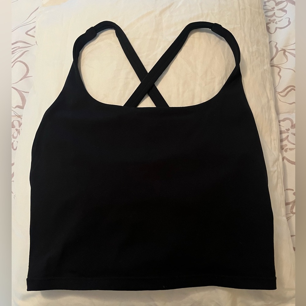 Halara Black Cross-Back Women's Sports Bra Crop Tank